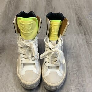 Chloé High-Top Sneakers with Yellow Accents size 36 US 5.5